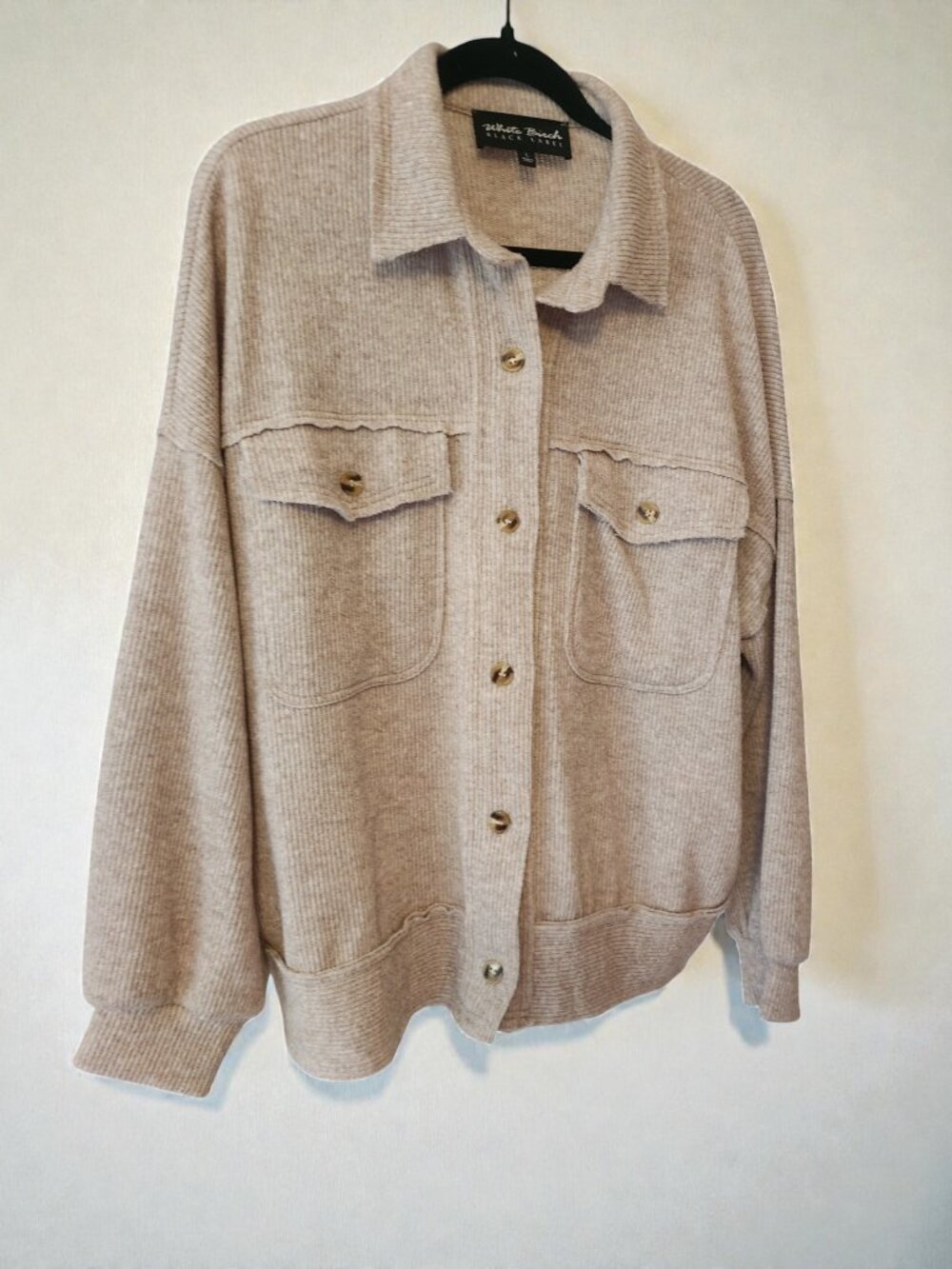 White Birch Black Label Shacket Large Cozy Ribbed Button Down Jacket - Picture 6 of 11